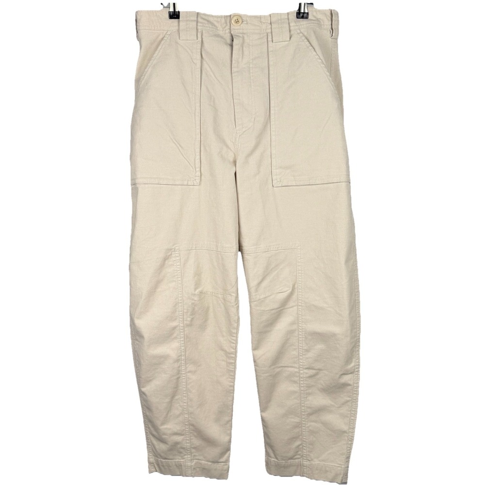 Banana Republic Womens The Corduroy Barrel Pant Size 10 Cargo Cream Ivory - Picture 2 of 10